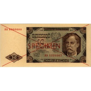 10 złotych 1.07.1948, seria AA 8900000, AA 1234567, SPE...