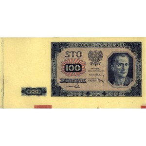 100 złotych 1.07.1948, próba druku banknotu w kolorze n...