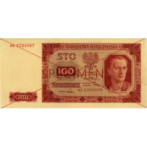 100 złotych 1.07.1948, seria AG 1234567, AG 8900000, SP...