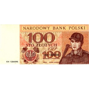 100 złotych 2.01.1965, projekt banknotu w kolorze pomar...