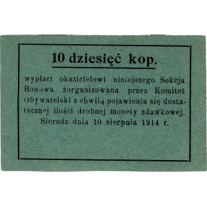 Sieradz - 5 i 10 kopiejek, 10 sierpień 1914, wydane prz...