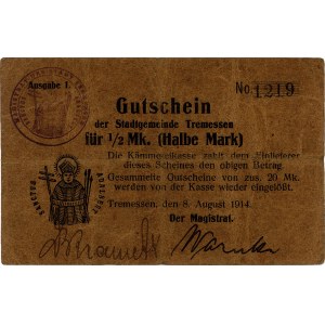 Trzemeszno (Tremessen) - 1/2 marki i 1 marka 8.08.1914,...
