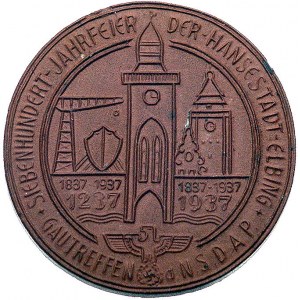 700-lecie Elbląga - jednostronny medal biskwitowy 1937 ...