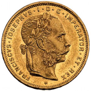 8 forenów = 20 franków 1887, Wiedeń, Fr. 419, złoto, 6....