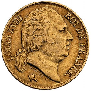 20 franków 1817 K, Bordeaux, Fr. 543, złoto, 6.38 g, rz...