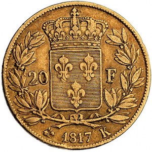 20 franków 1817 K, Bordeaux, Fr. 543, złoto, 6.38 g, rz...