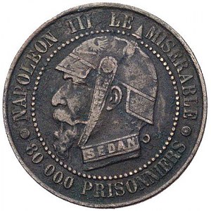 moneta szydercza wybita na krążku 5 centimówki z wyobra...