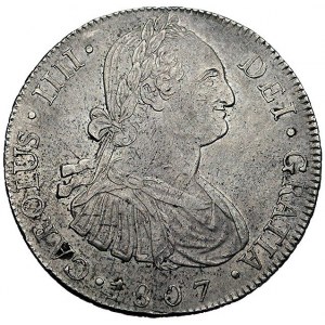 Karol IV 1788-1808, 8 reali 1807, Nueva Guatemala, K.M....