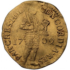 dukat 1709, Holandia, Delm. 775 (R3), Fr. 250, złoto, 3...