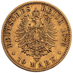 10 marek 1876 B, Hannover, J. 245, Fr. 3823, złoto, 3.9...