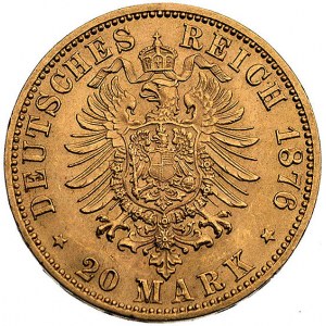 20 marek 1876 E, (Drezno), J. 262, Fr. 3841, złoto, 7.9...