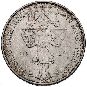 3 marki 1929 E, (Muldenhütten), 1.000 lecie Miśni, J. 3...