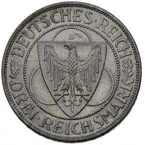 3 marki 1930 D, (Monachium), Rheinlandräumung, J. 345