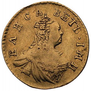 połtina 1756, Moskwa, Bitkin 45, Fr. 101, złoto 0.78 g