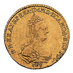 dwa ruble 1785, Petersburg, Bitkin 107, Fr. 117, złoto,...