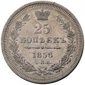 25 kopiejek 1858, Petersburg, odmiana bez liter, Uzdeni...