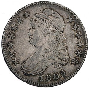 50 centów 1809, Filadelfia, napis na rancie przedzielon...
