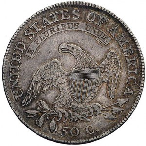 50 centów 1809, Filadelfia, napis na rancie przedzielon...