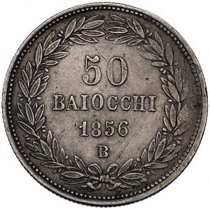 Pius IX 1846-1878, 50 baiocchi 1856, Bolonia, Berman 33...