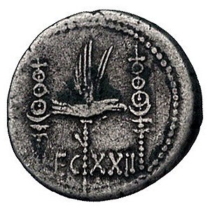 Marek Antoniusz 32-30 pne, denar legionowy, Aw: Galera ...