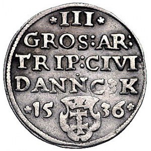 trojak 1536, Gdańsk, odmiana z napisami PRVSS / DANNC3K...