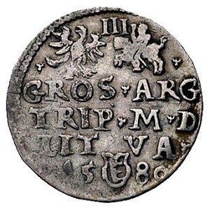 trojak 1580, Wilno, odmiana z III na rewersie, Kurp. 28...