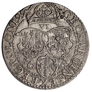 szóstak 1599, Malbork, odmiana z małą głową króla, Kurp...