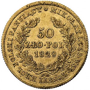 50 złotych 1829, Warszawa, Plage 10, Fr. 107, złoto, 9....