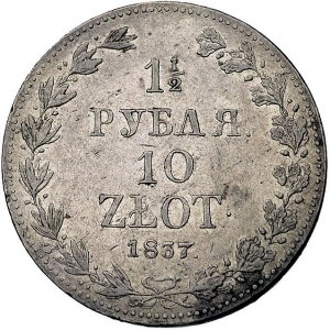 1 1/2 rubla = 10 złotych 1837, Warszawa, duże cyfry dat...