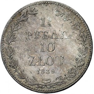 1 1/2 rubla = 10 złotych 1839, Warszawa, Plage 337, rza...