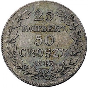 25 kopiejek = 50 groszy 1845, Warszawa, Plage 384, rzad...