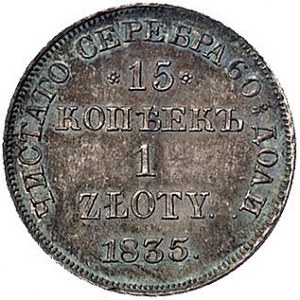 15 kopiejek = 1 złoty 1835, Petersburg, Plage 404, stan...