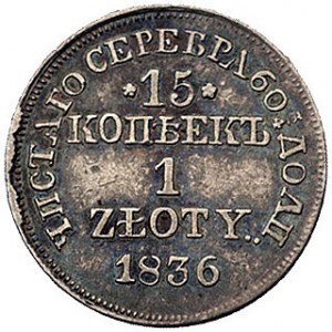 15 kopiejek = 1 złoty 1836, Warszawa, Plage 406, ciemna...