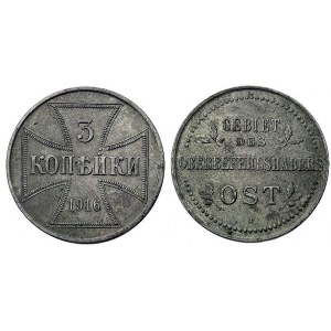 zestaw monet- 1 kopiejka 1916, Hamburg i 3 kopiejki 191...