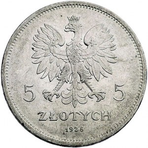 5 złotych 1928, Warszawa, Nike, Parchimowicz 114.a, ład...
