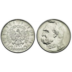 zestaw monet 5 złotych 1935 i 1936, Warszawa, Pîłsudski...