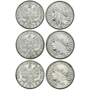 zestaw monet 2 złote 1932, 1933, 1934,. Warszawa, Głowa...