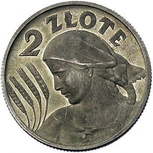 2 złote 1927, Głowa Kobiety z kłosami, odmiana bez napi...