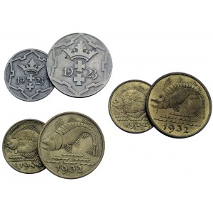 zestaw monet 10 fenigów 1923, 1932(2 sztuki) oraz 5 fen...