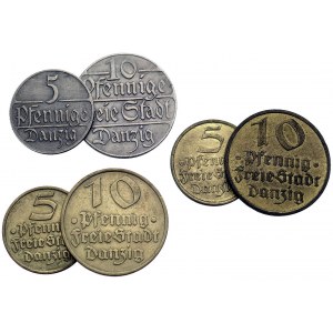 zestaw monet 10 fenigów 1923, 1932(2 sztuki) oraz 5 fen...