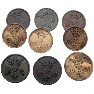 zestaw monet 2 fenigi 1923, 1926(2 sztuki) oraz 1 fenig...