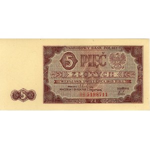 5 złotych 1.07.1948, seria BB, Miłczak 135c, Pick 135