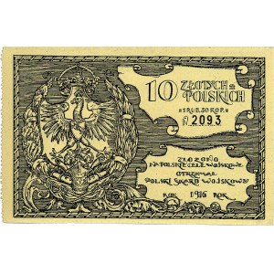 10 złotych=1 1/2 rubla i 5 złotych=75 kopiejek 1916, Ja...