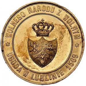 medal na 300- lecie Unii Lubelskiej, Aw: Na trójdzielne...