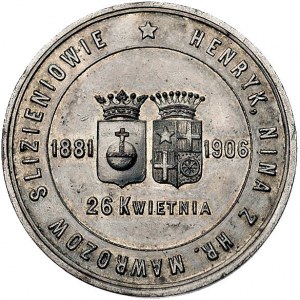 medal na srebrne wesele Niny i Henryka Ślizieniów 1906,...