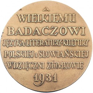 Aleksander Brückner- medal autorstwa Piotra Wojtowicza ...