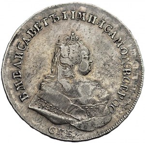 rubel 1742, Petersburg, Aw: Popiersie, napis wokoło, Rw...