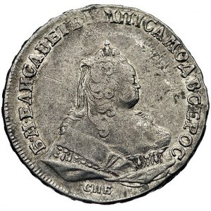 rubel 1745, Petersburg, Aw: Popiersie, napis wokoło, Rw...