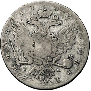 rubel 1762, Petersburg, Aw: Popiersie, napis wokoło, Rw...