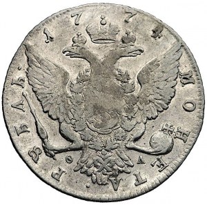 rubel 1774, Petersburg, Aw: Popiersie, napis wokoło, Rw...